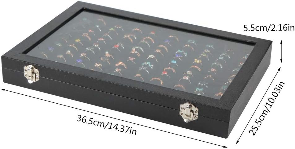 100 Slots Ring Display Case with Lid