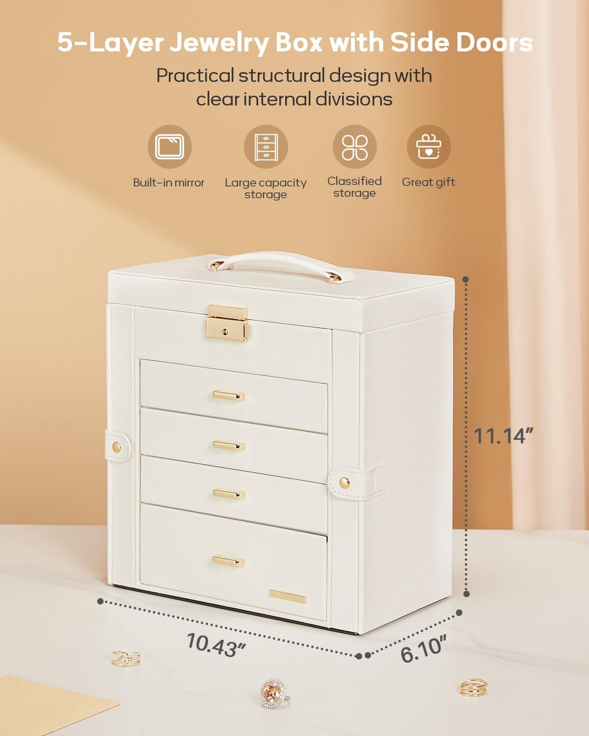 Synthetic Leather Huge Jewelry Box for Women