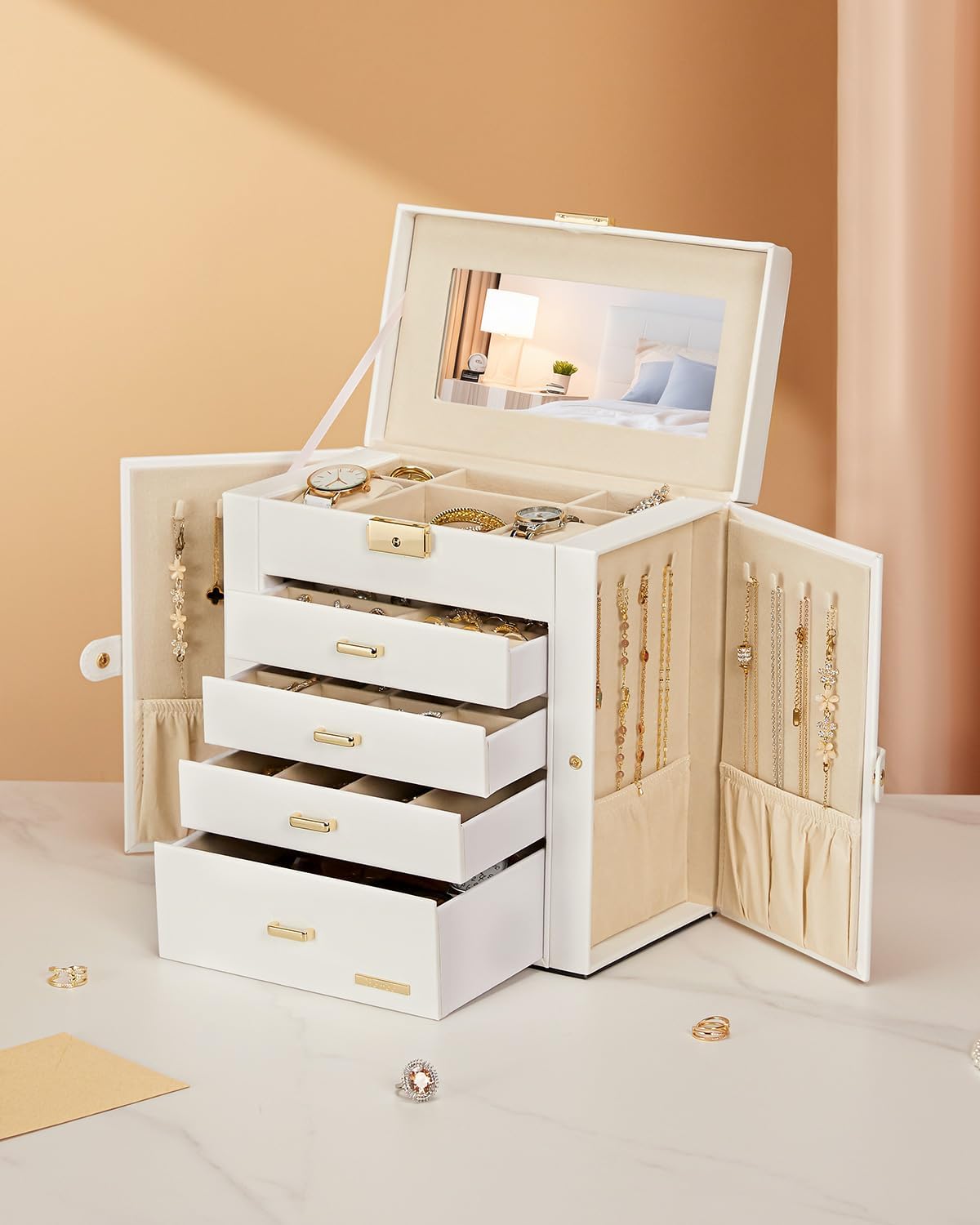 Synthetic Leather Huge Jewelry Box for Women