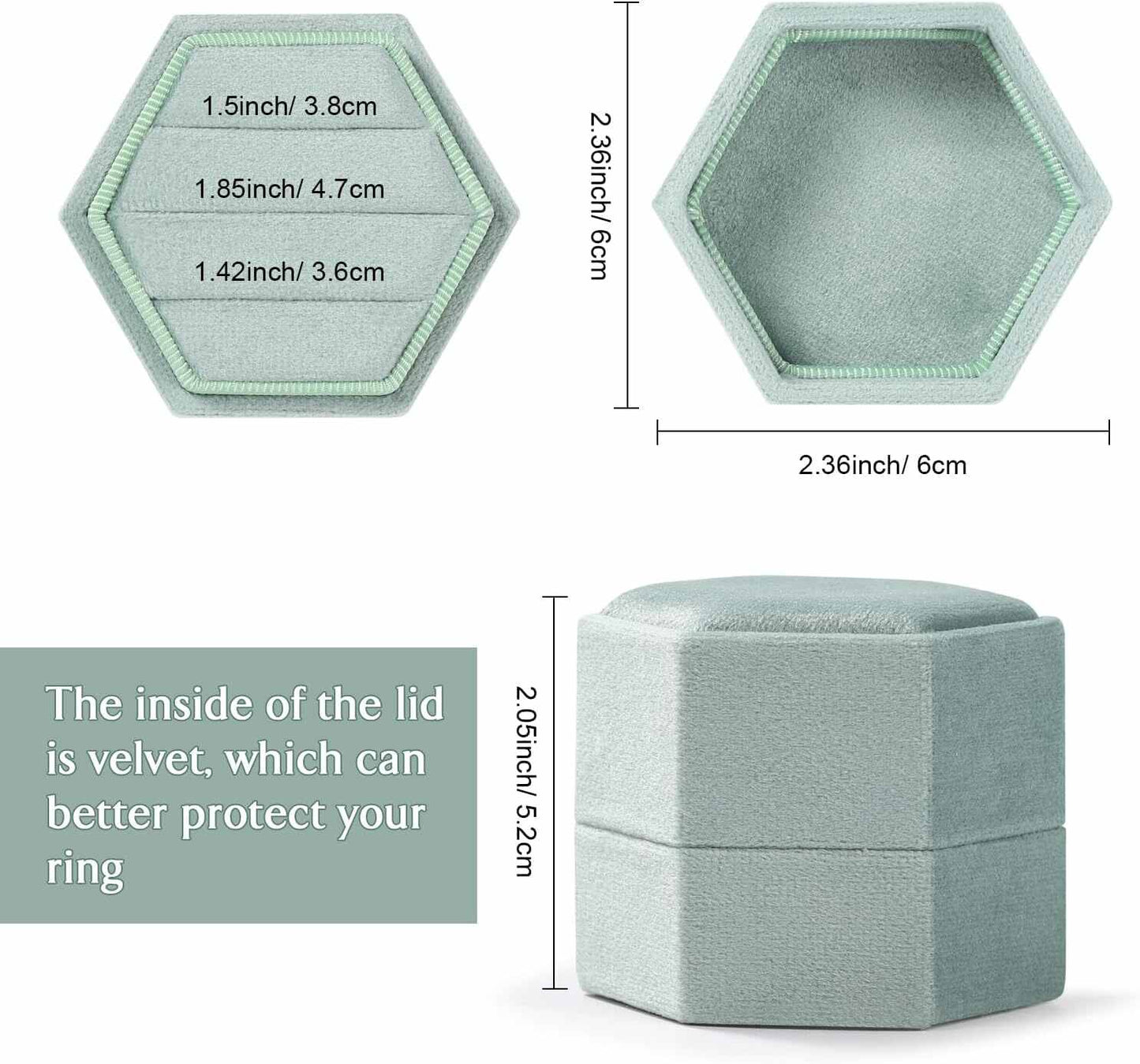 Velvet Ring Box Storage 3 Slots for Wedding