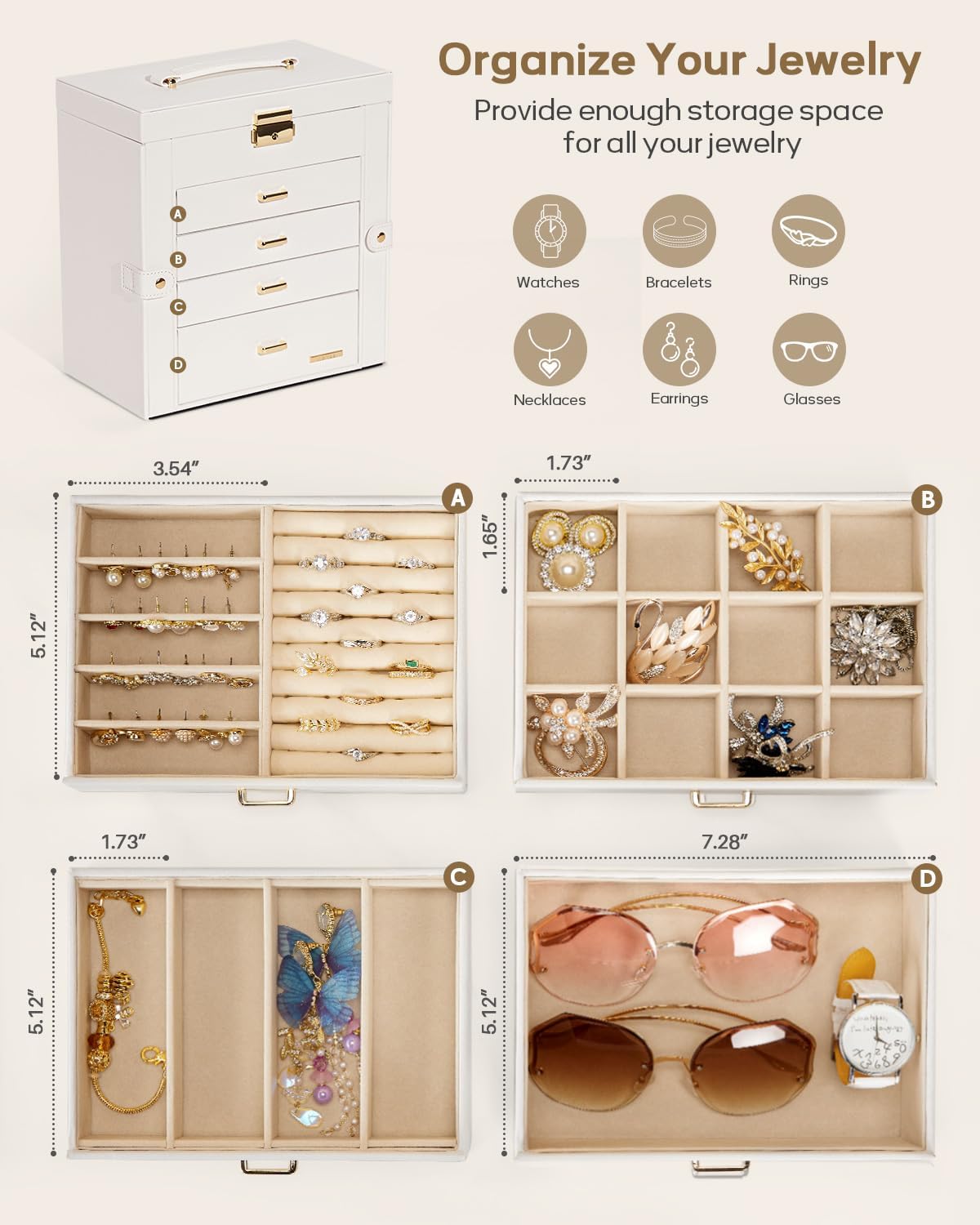 Synthetic Leather Huge Jewelry Box for Women