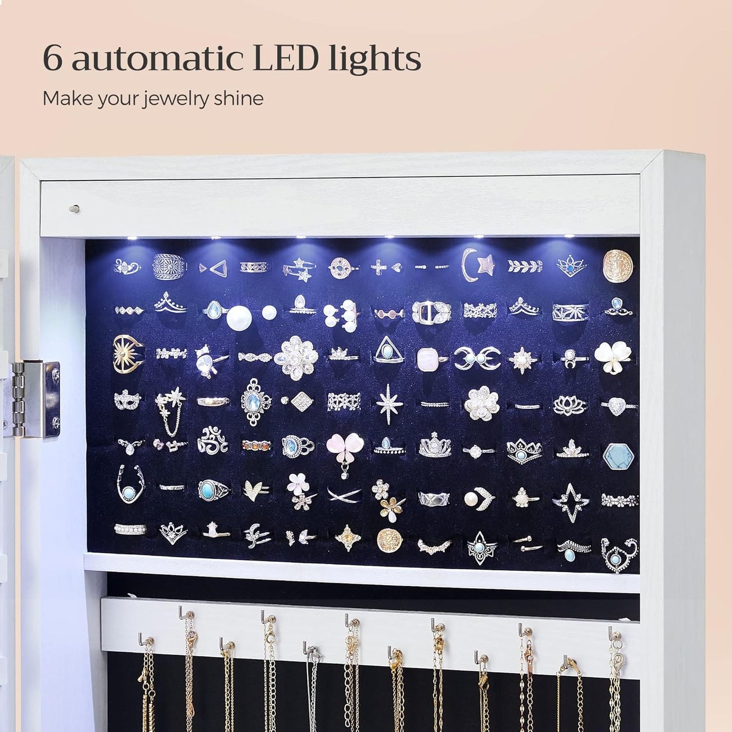 Large Wall Hanging Jewelry Cabinet with Mirror