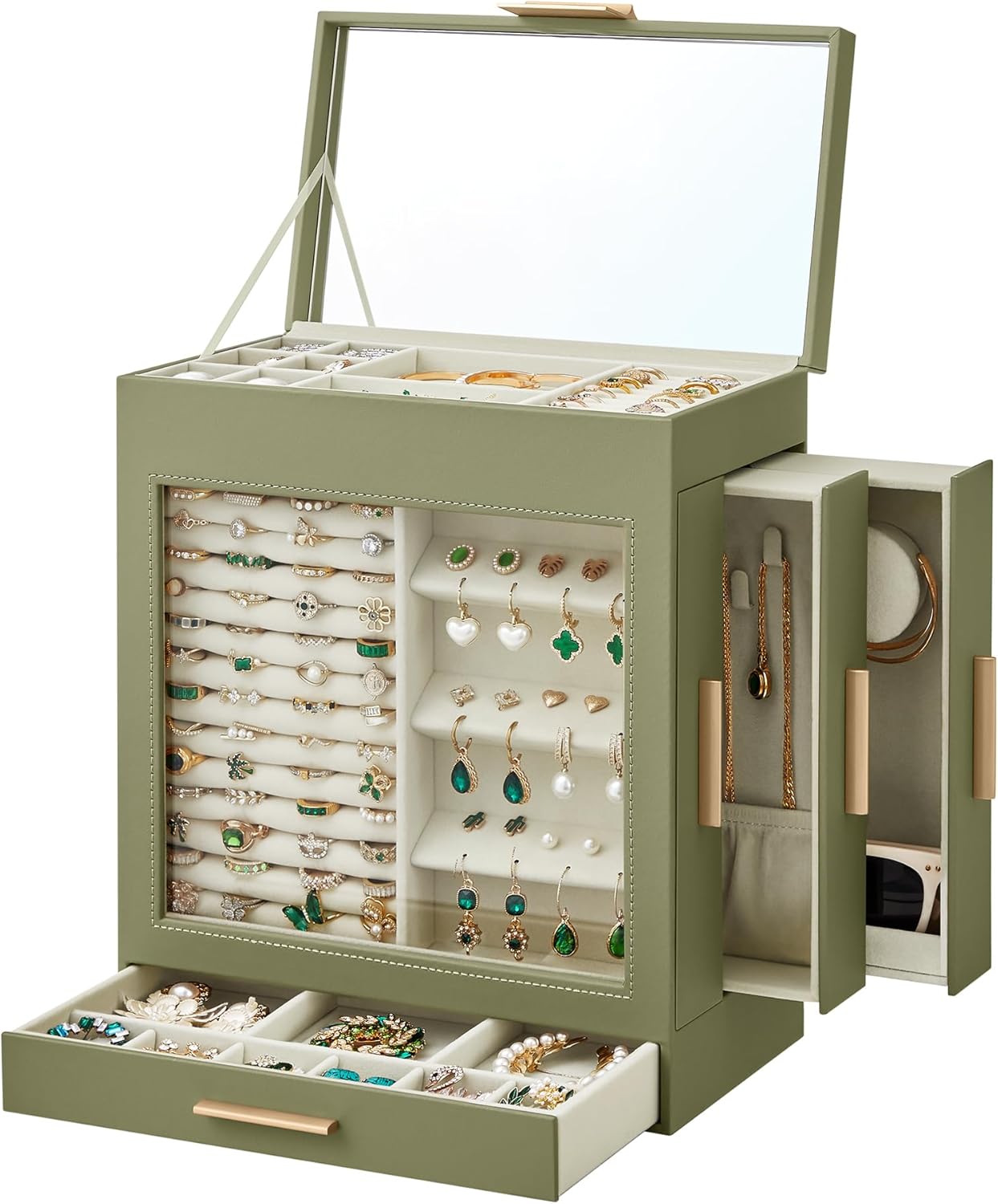 Large Jewelry Storage Box with Big Mirror