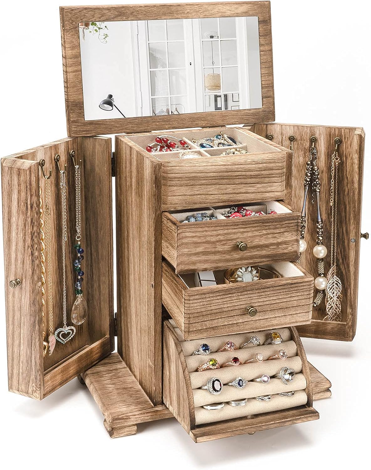 Jewelry Box for Women, Rustic Wooden Jewelry Box