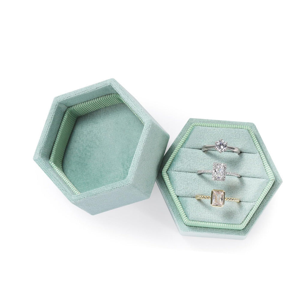 Velvet Ring Box Storage 3 Slots for Wedding