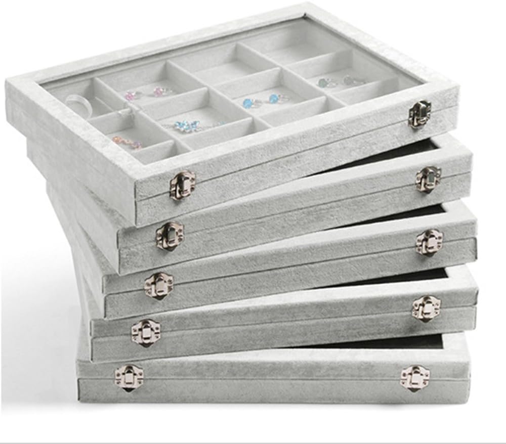 12 Grid Bracelet Organizer Tray with Clear Lid