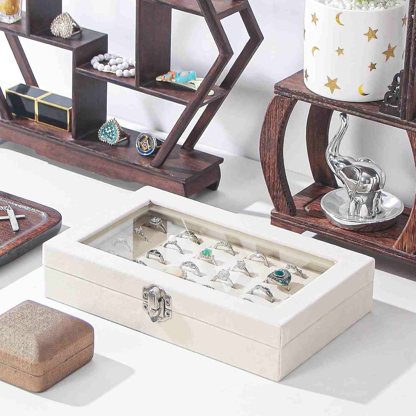 30 Slots Ring Storage Box with Clear lid